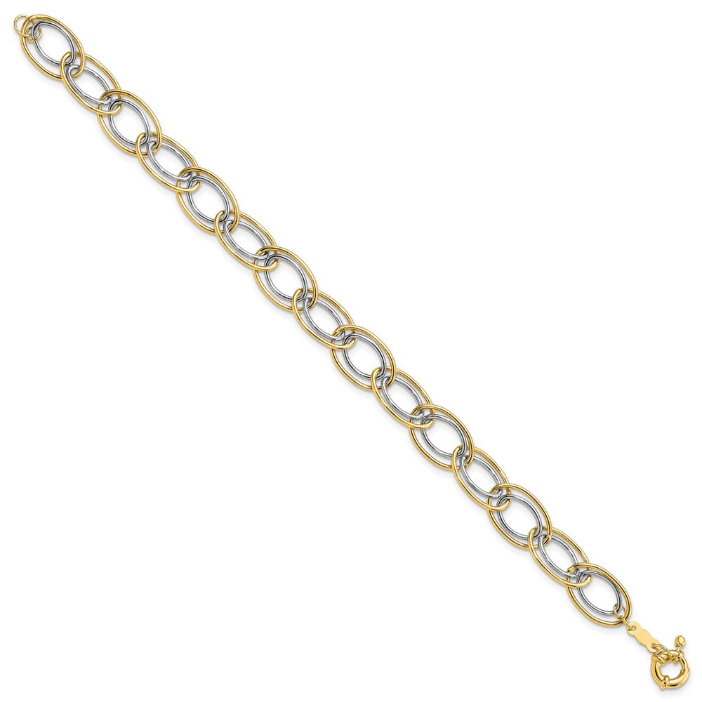 14k Two-tone Fancy Oval Link Bracelet