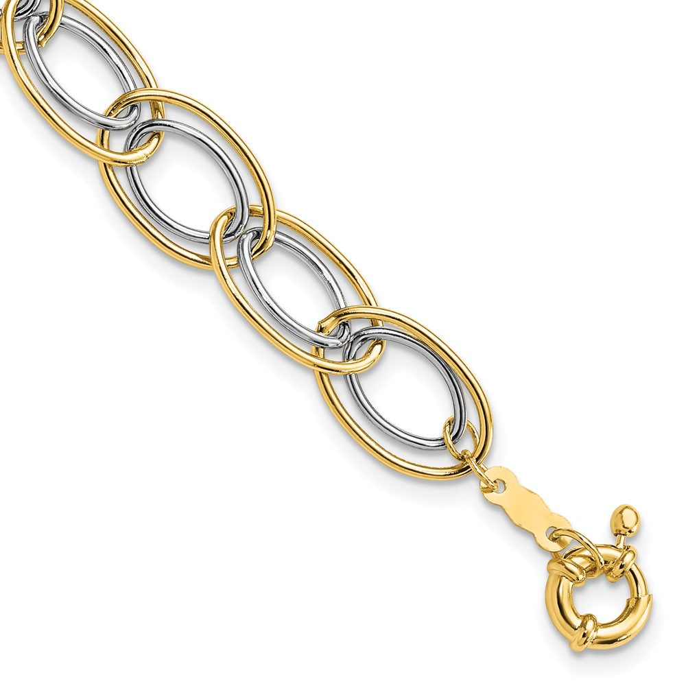 14k Two-tone Fancy Oval Link Bracelet