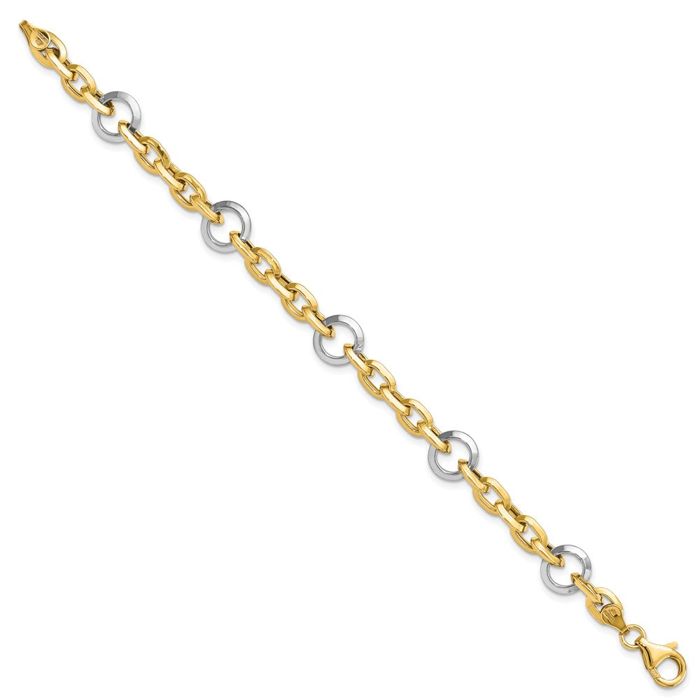 14k Two-tone Fancy Link Bracelet