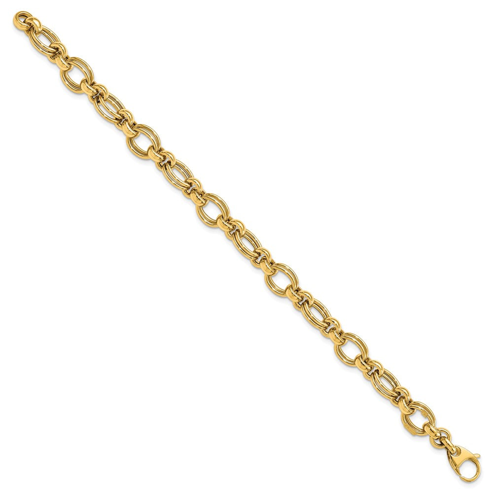 14k Polished Fancy Double Link Bracelet