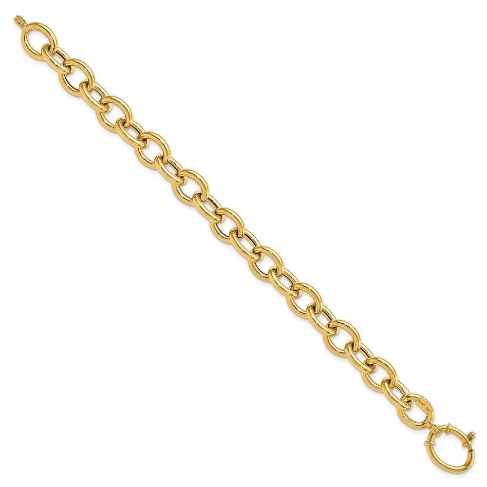 14k Polished Fancy Oval Cable Link Bracelet