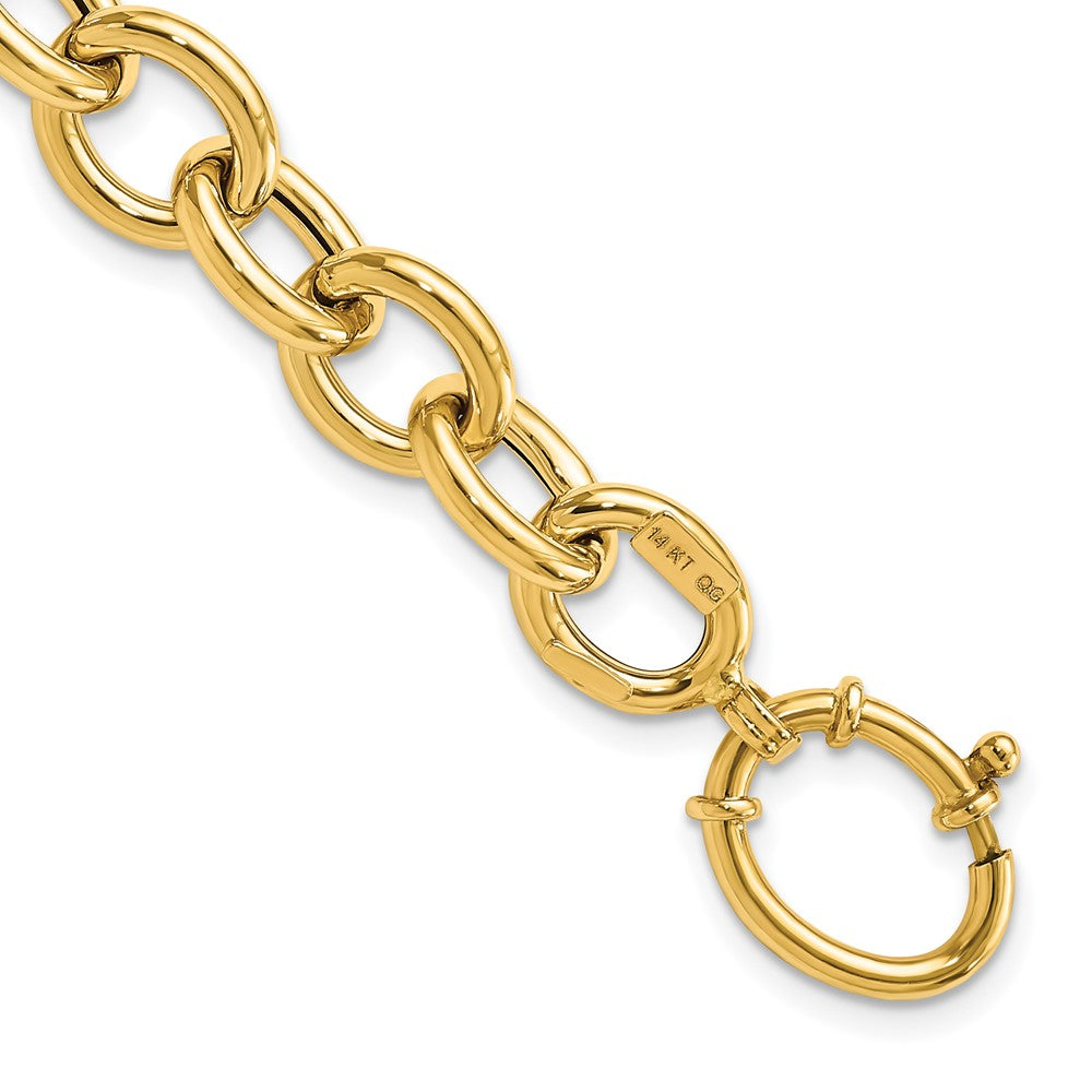 14k Polished Fancy Oval Cable Link Bracelet
