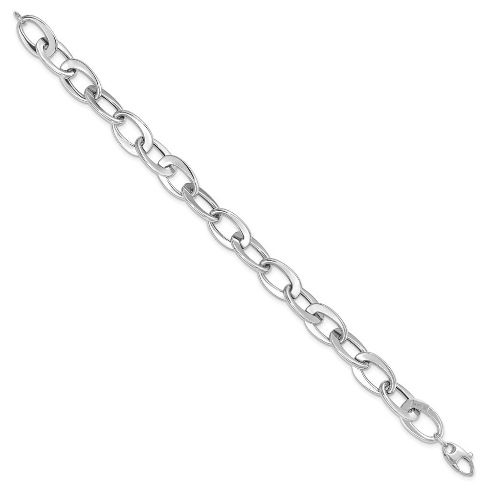 14k White Gold Polished Fancy Cable Link Bracelet