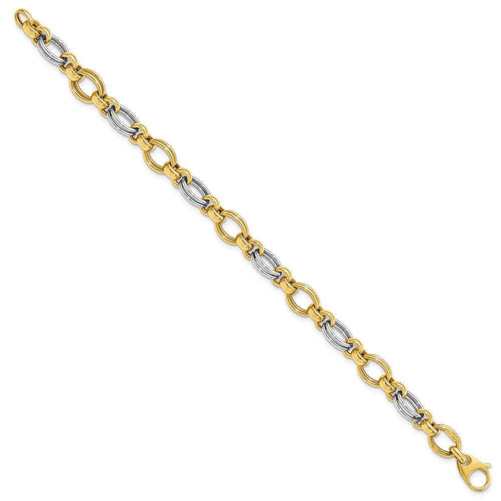 14k Two-tone Polished Fancy Link Bracelet