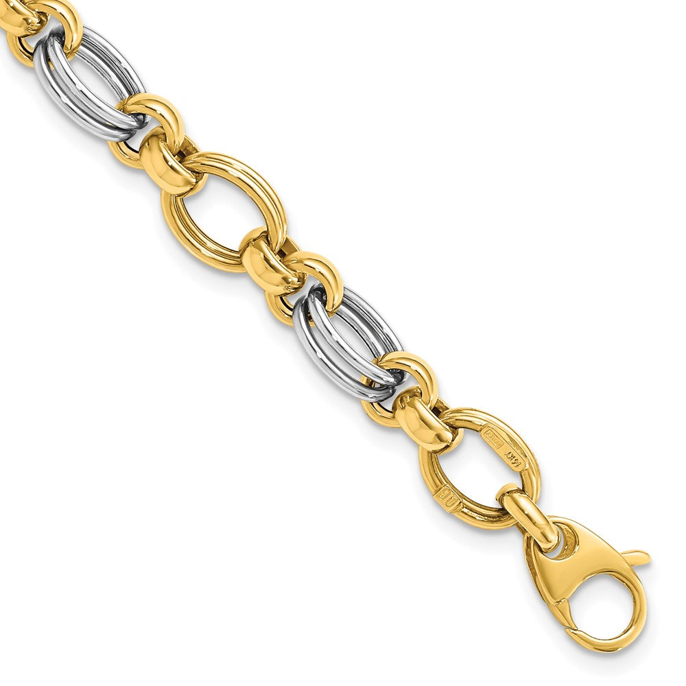 14k Two-tone Polished Fancy Link Bracelet