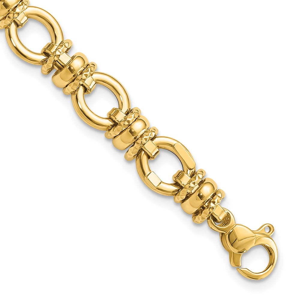 14K Polished and Textured Fancy Link Bracelet