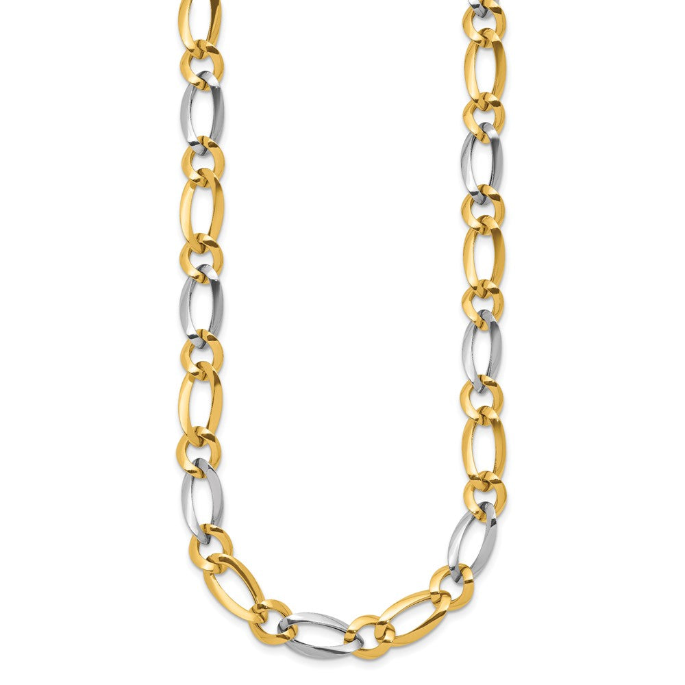 14k Two-Tone Polished Fancy Oval and Round Link Necklace