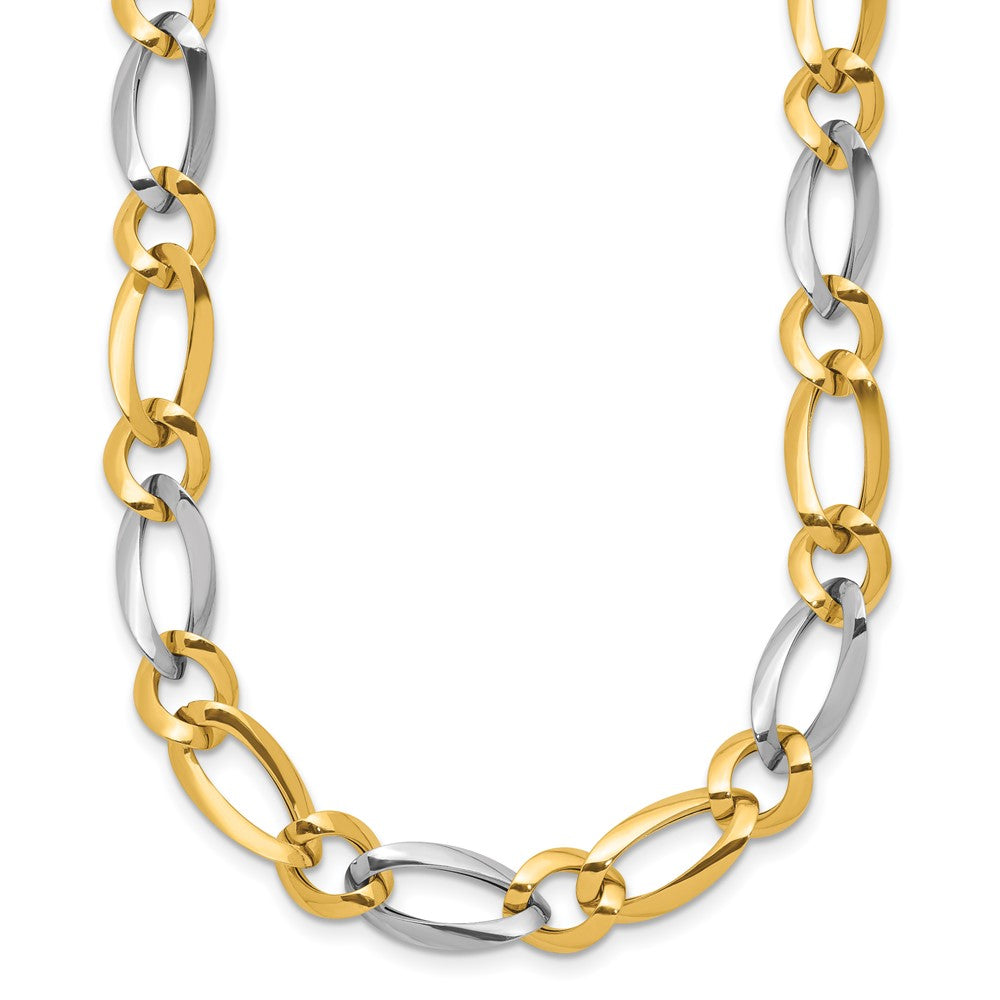 14k Two-Tone Polished Fancy Oval and Round Link Necklace