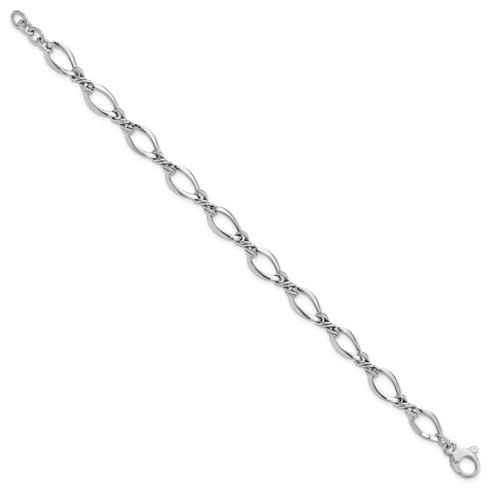 14k White Gold Polished Fancy Twisted Link Bracelet