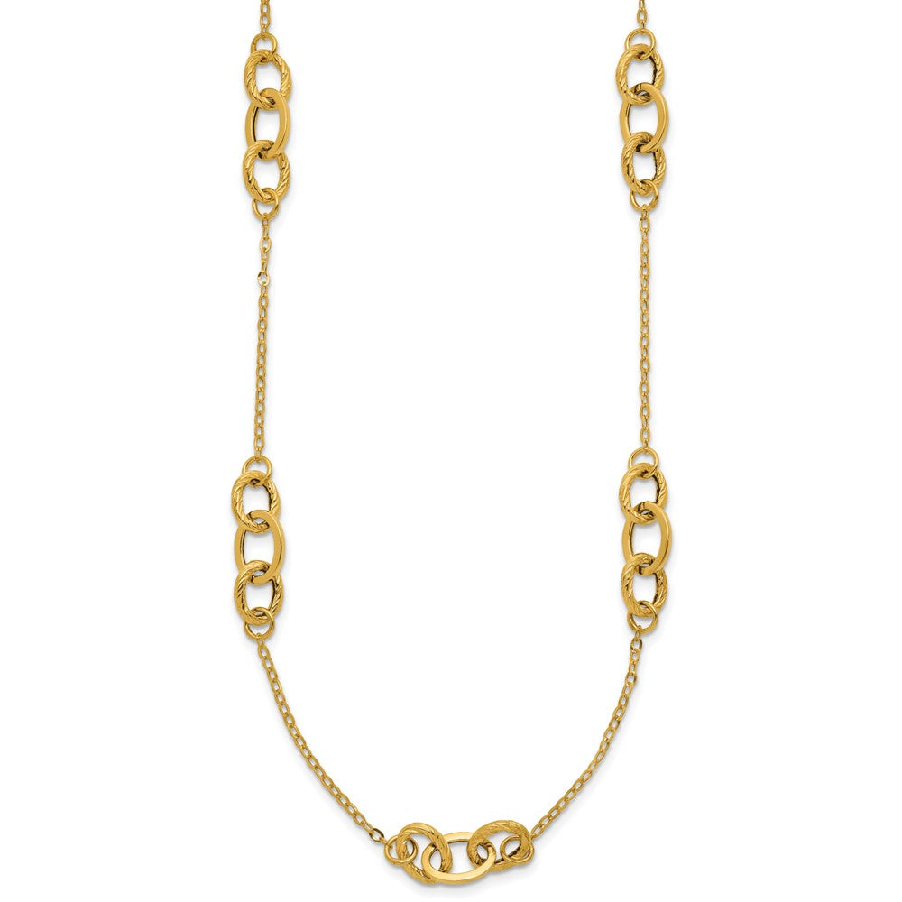 14k Polished Fancy Linked Ovals 5-Station Necklace