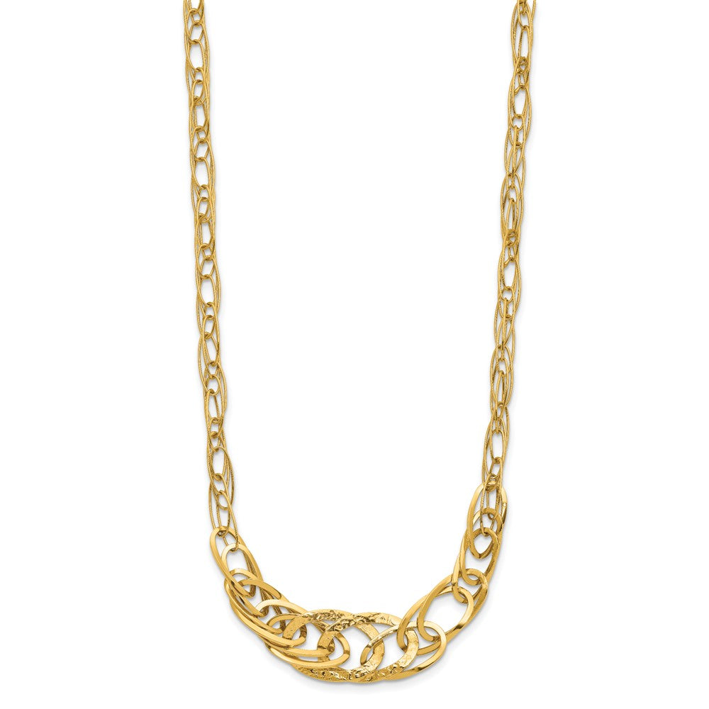 14k Yellow Gold Textured Fancy Link Necklace