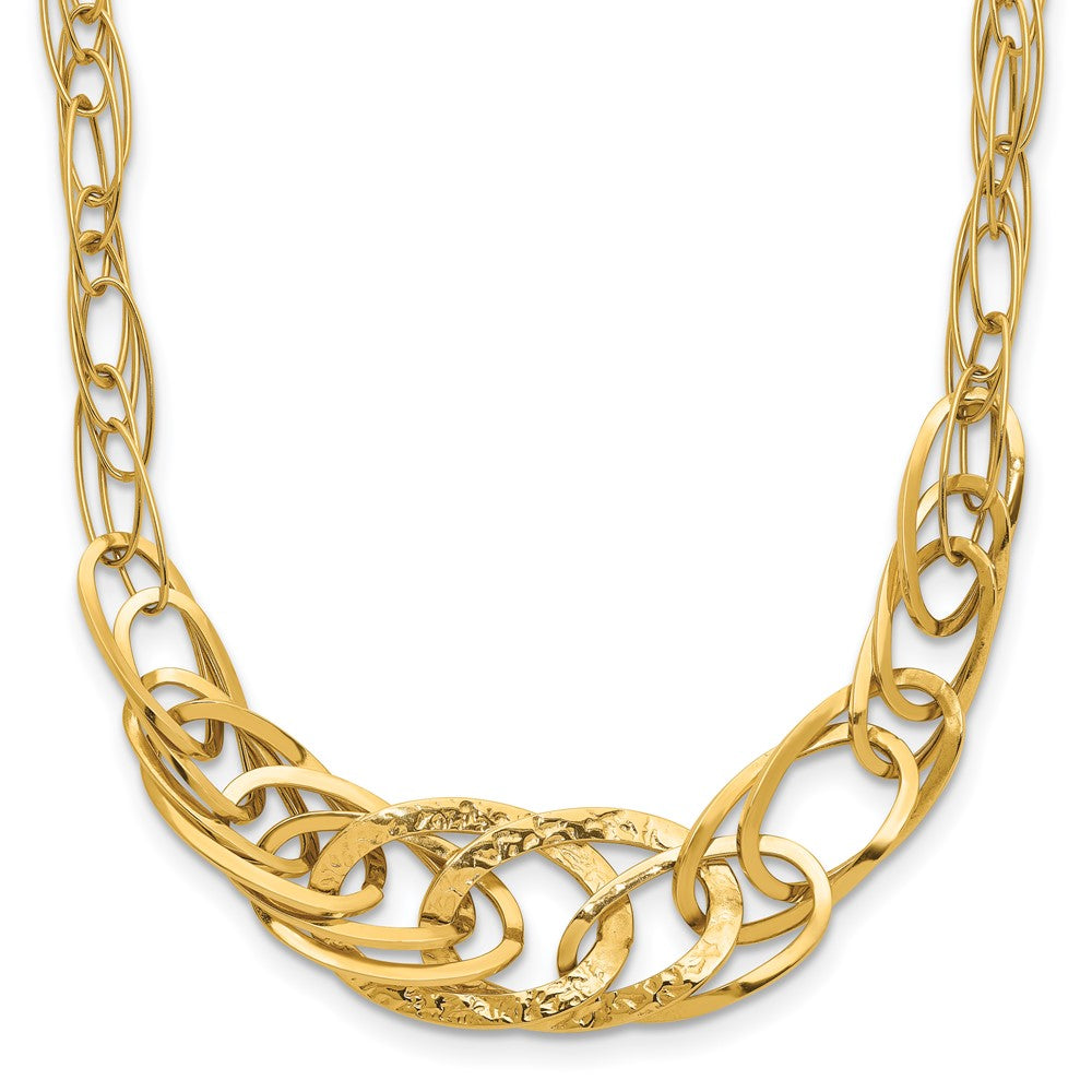 14k Yellow Gold Textured Fancy Link Necklace