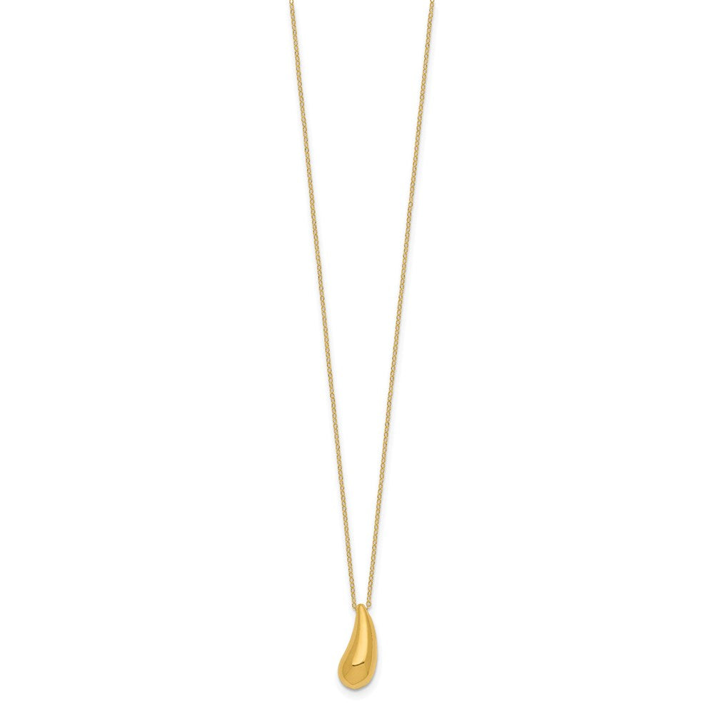 14k Polished Puffed Teardrop Pendant Necklace