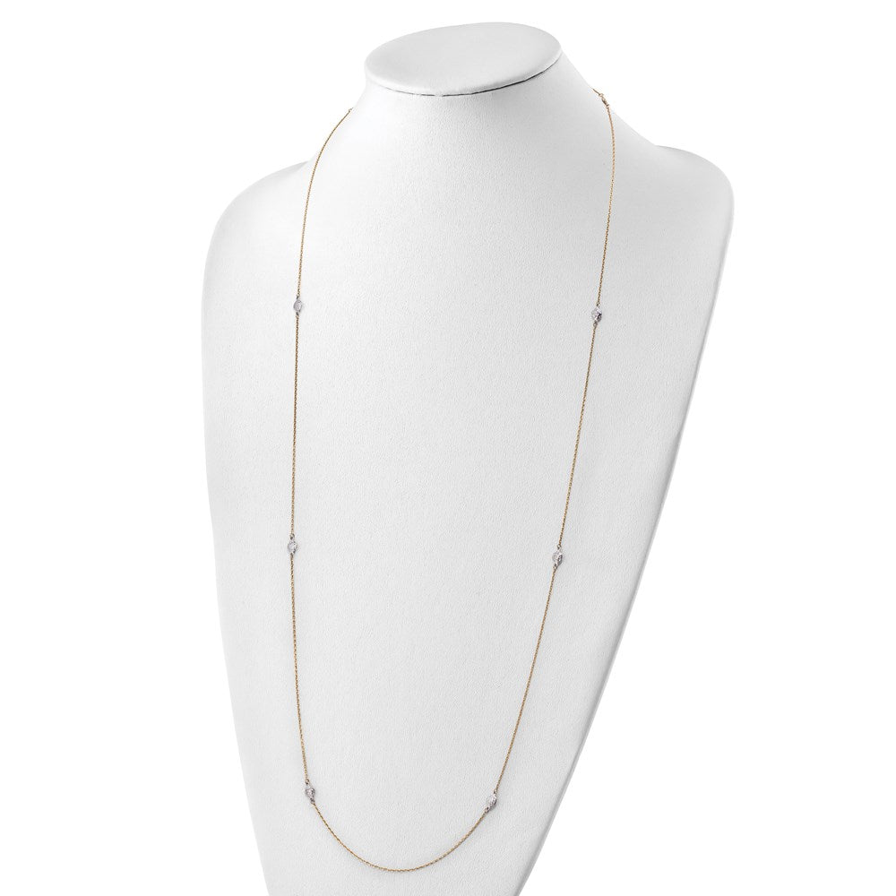 14k Two-tone Polished and Textured Circles Necklace