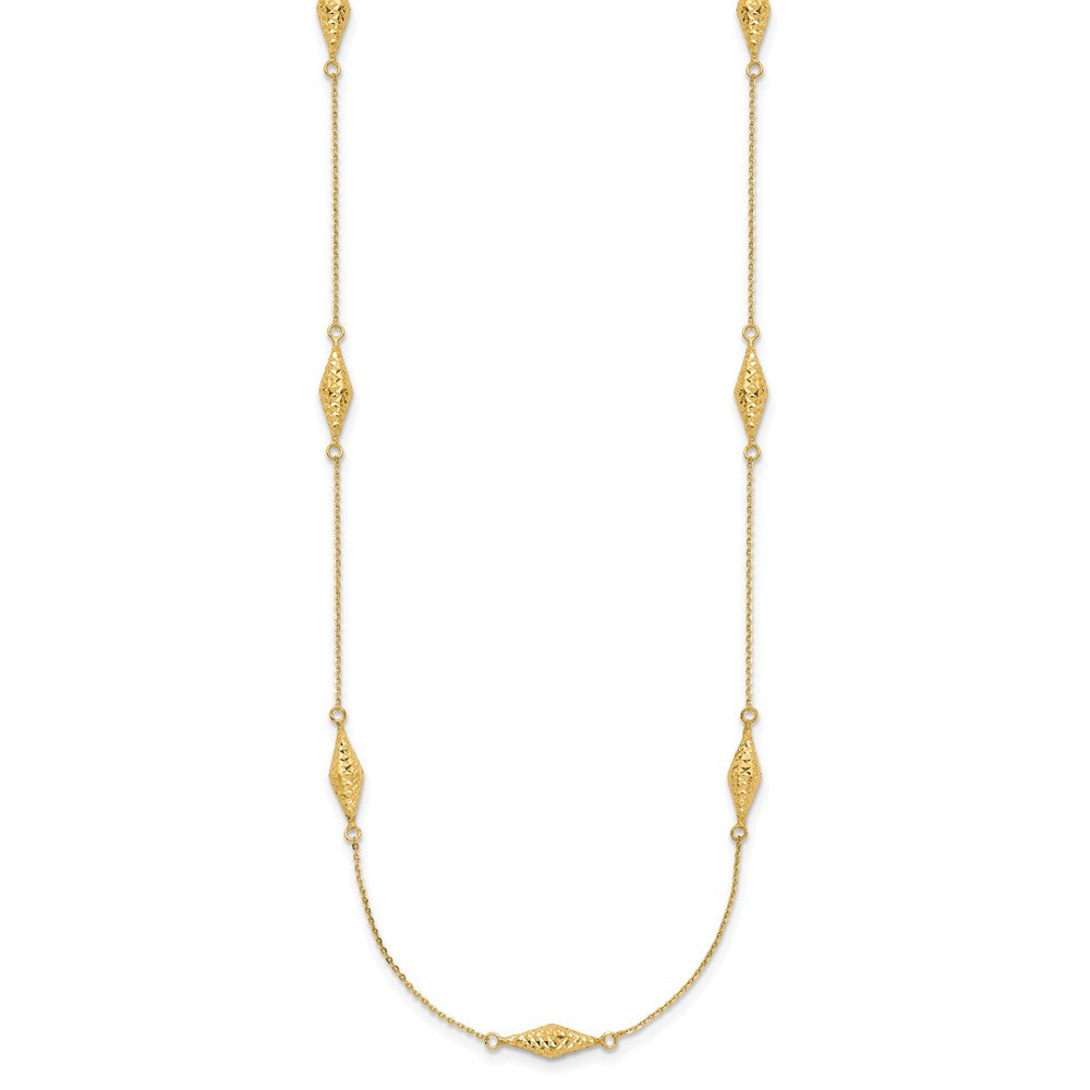 14k Polished and D/C Fancy Beaded Necklace