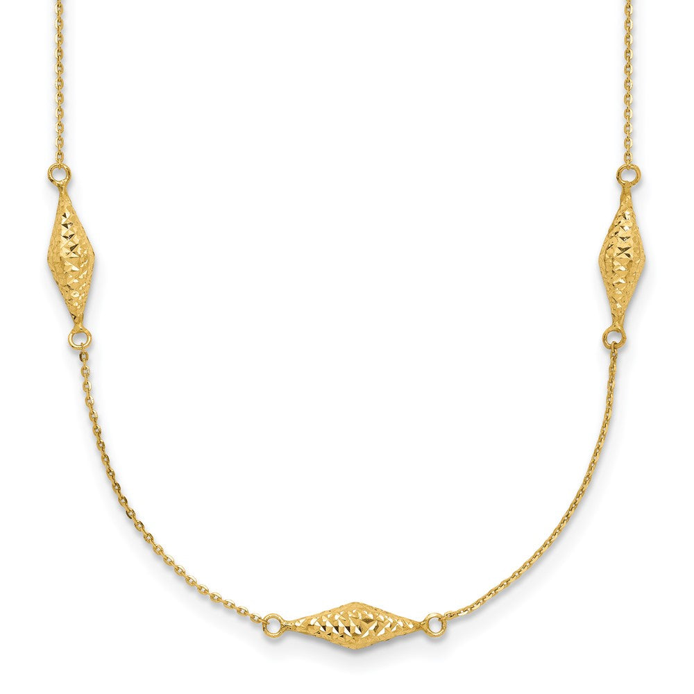 14k Polished and D/C Fancy Beaded Necklace