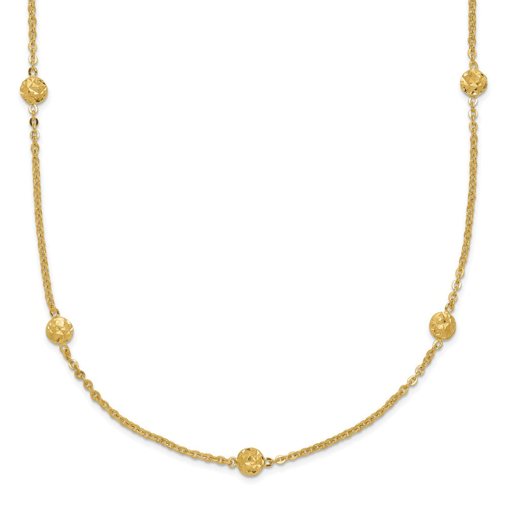 14k Polished Diamond-cut Tiny Puffed Circles 15-Station Necklace