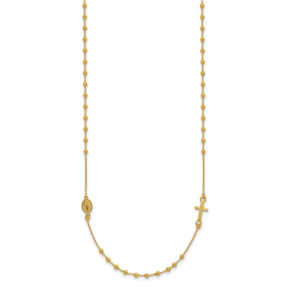 14k Polished Cross Rosary Necklace