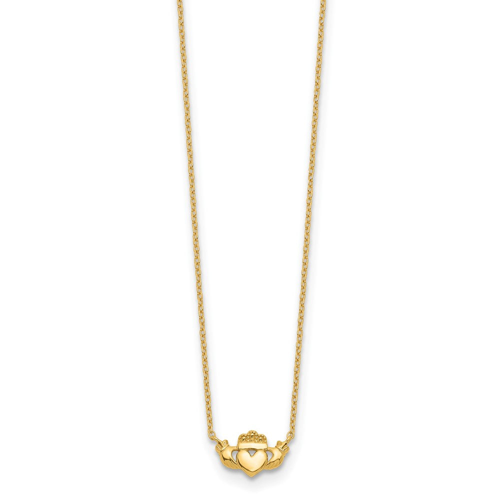 14k Polished Claddagh Necklace