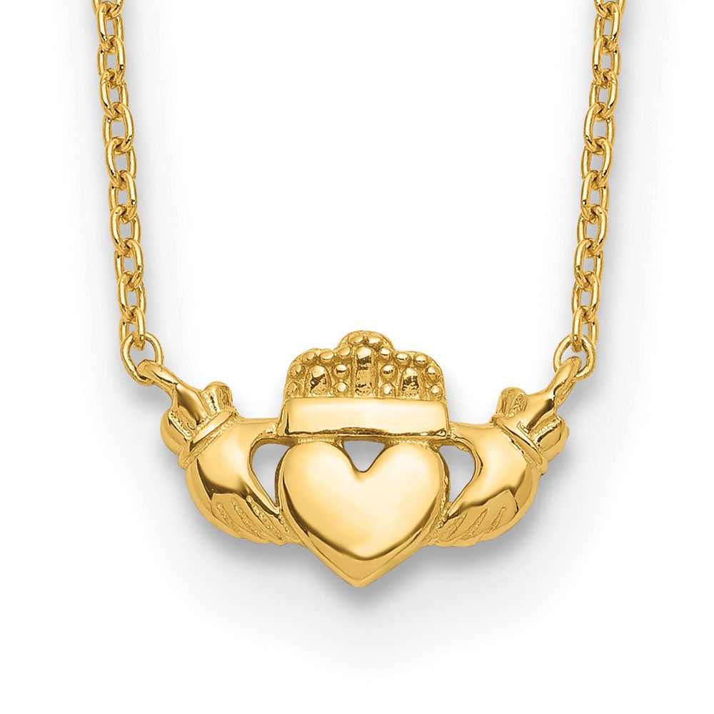 14k Polished Claddagh Necklace