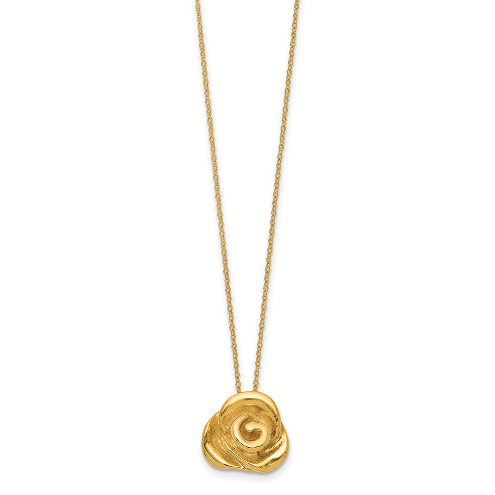 14k Polished Puffed Rose Necklace