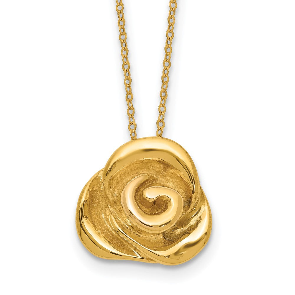 14k Polished Puffed Rose Necklace