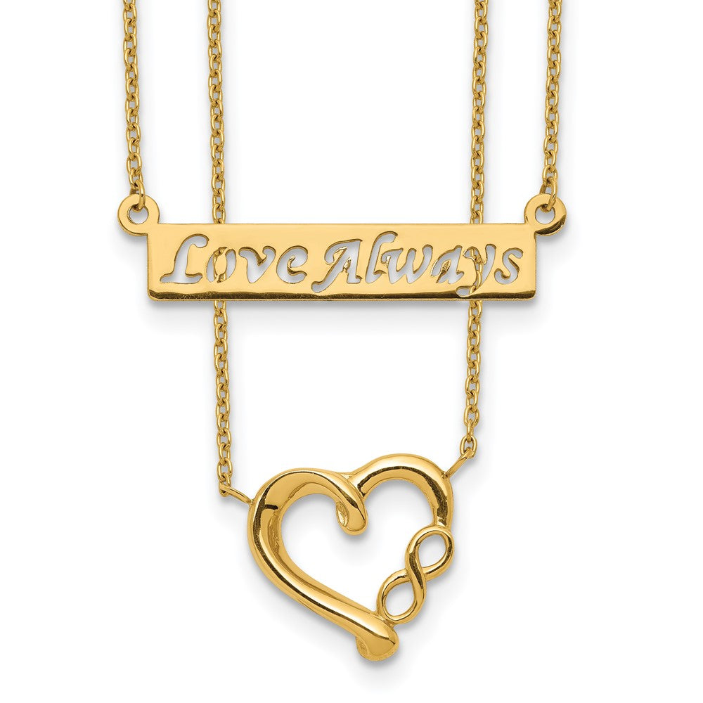 14k Two-Strand Polished Love Always Heart Necklace