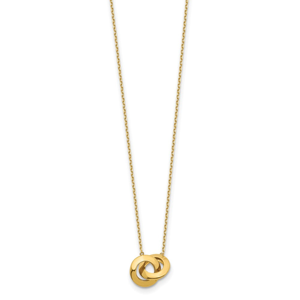 14k Polished Fancy Interlocking Circles Necklace Plus Extender