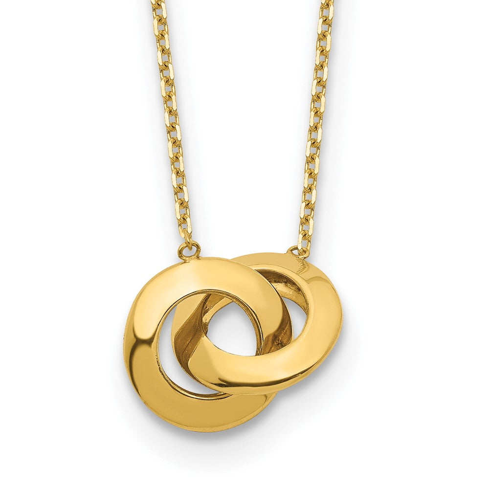 14k Polished Fancy Interlocking Circle with ext. Necklace