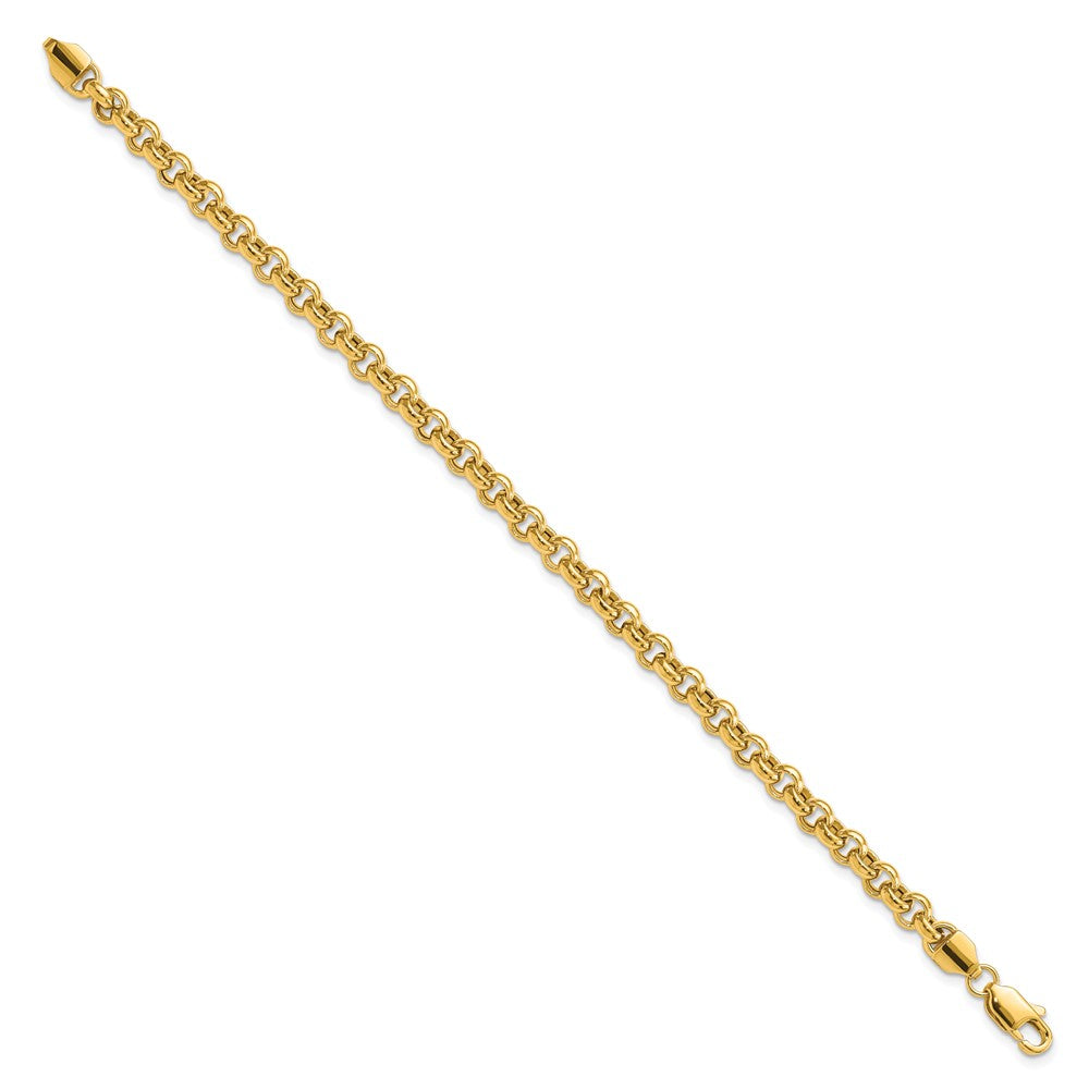 14k 8.5in 5mm Polished Fancy Rolo Link Bracelet