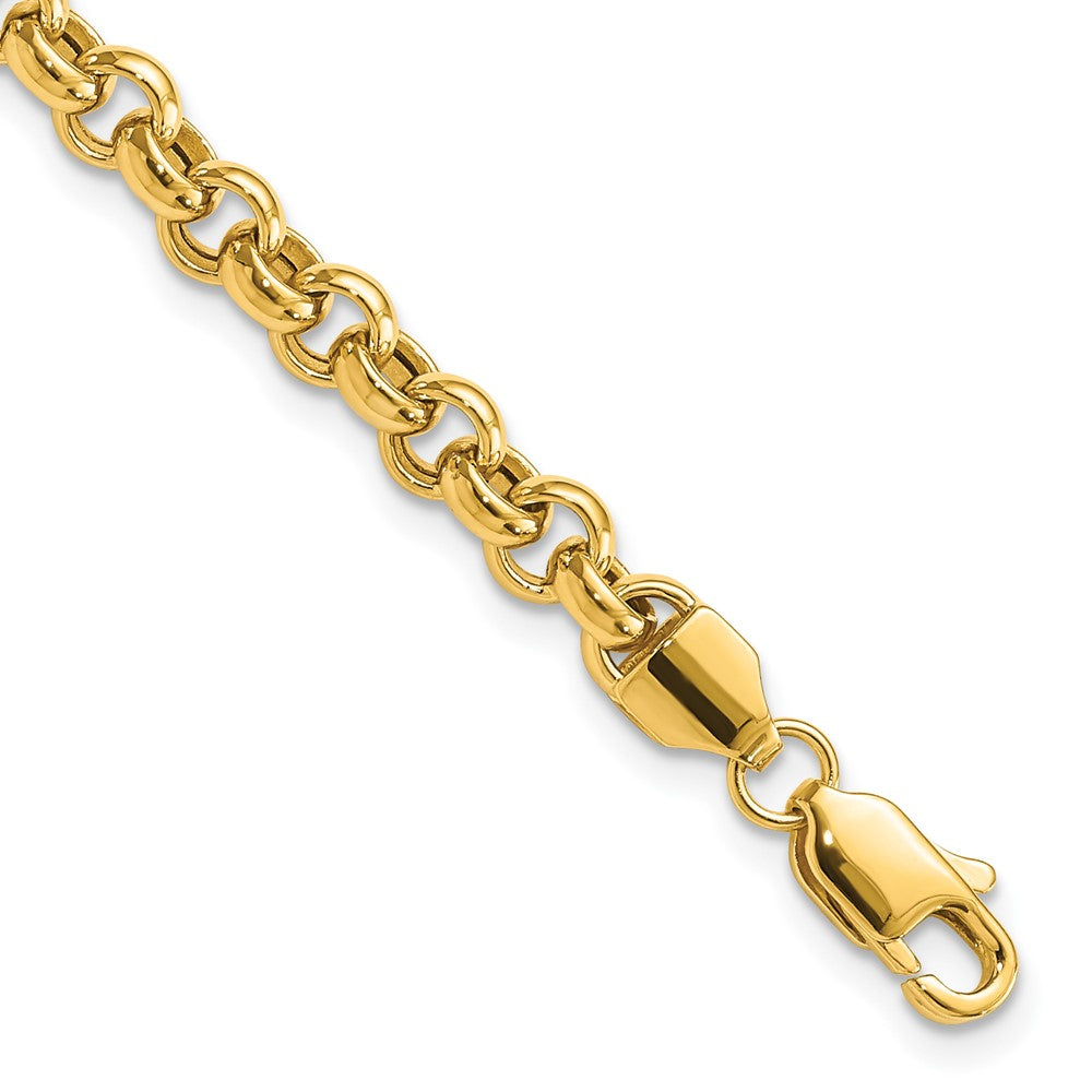 14k 8.5in 5mm Polished Fancy Rolo Link Bracelet