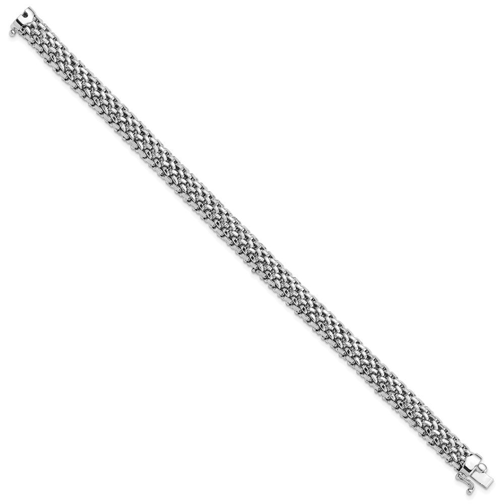 14k White Gold 7.25in 7mm Polished Mesh Bracelet