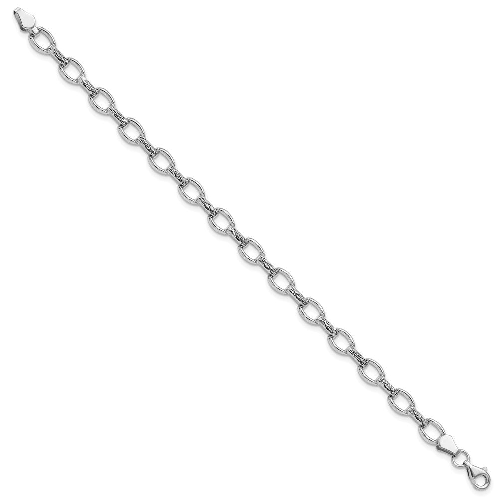 14k White Gold Diamond-cut Polished Fancy Bracelet