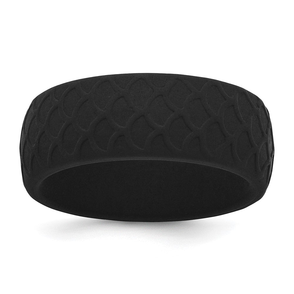 Silicone Black Fish Scale Pattern Band