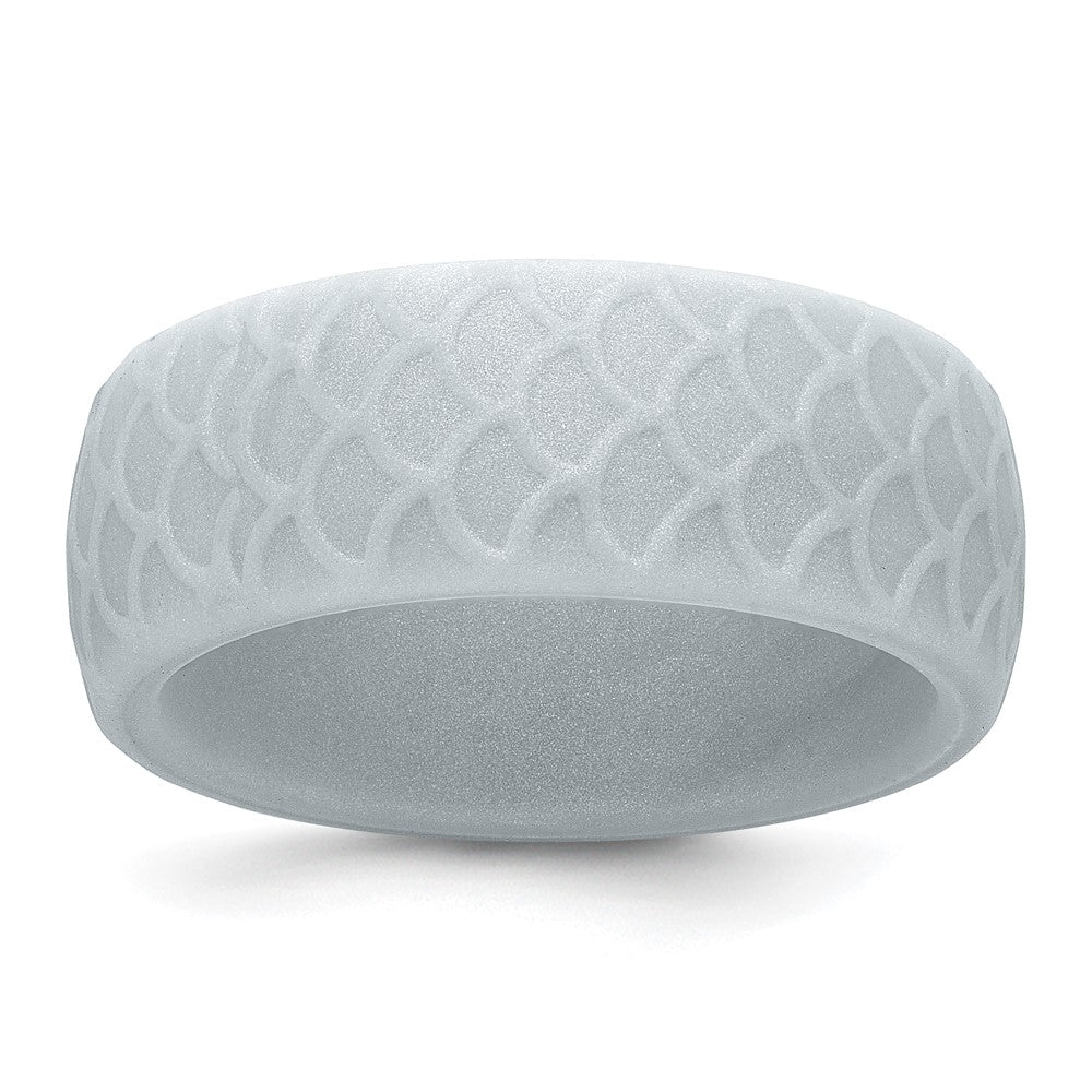 Silicone Metallic Silver Fish Scale Pattern Band