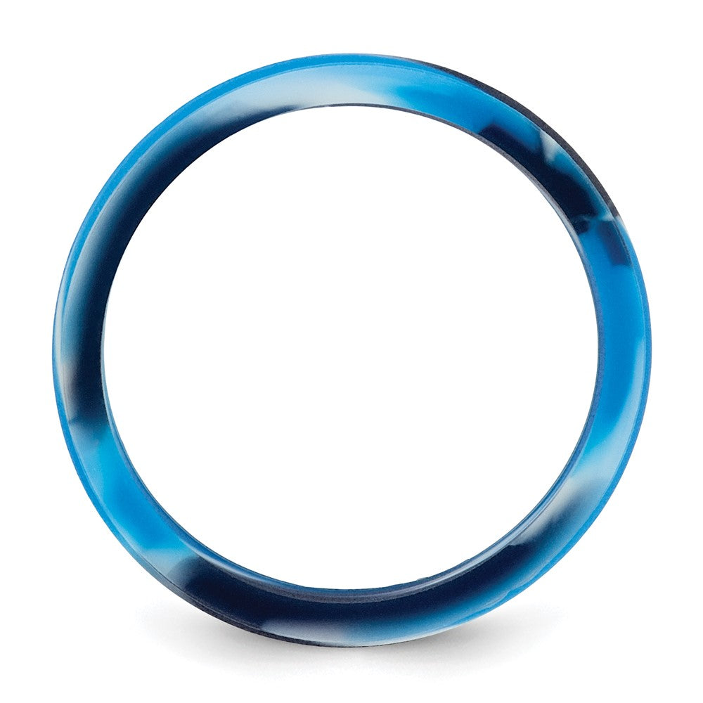 Silicone Blue/White Flat Edge Band
