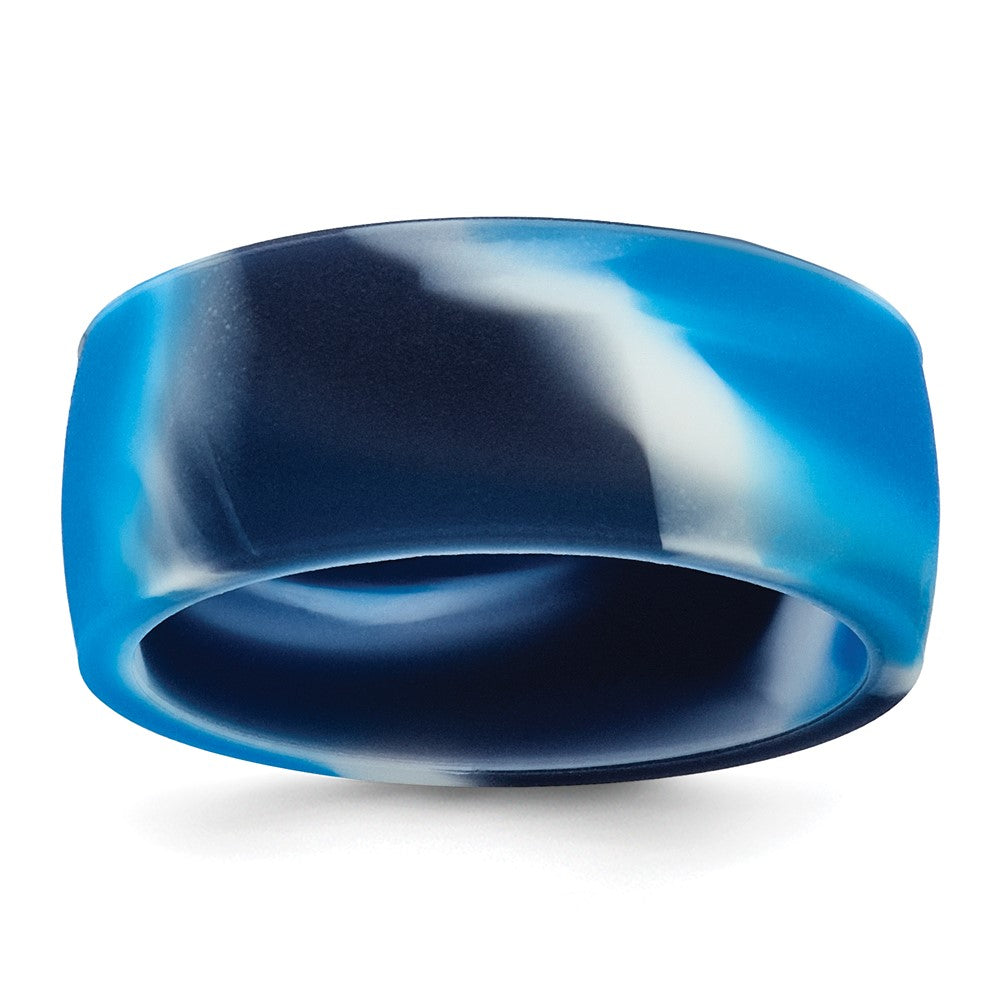 Silicone Blue/White Flat Edge Band