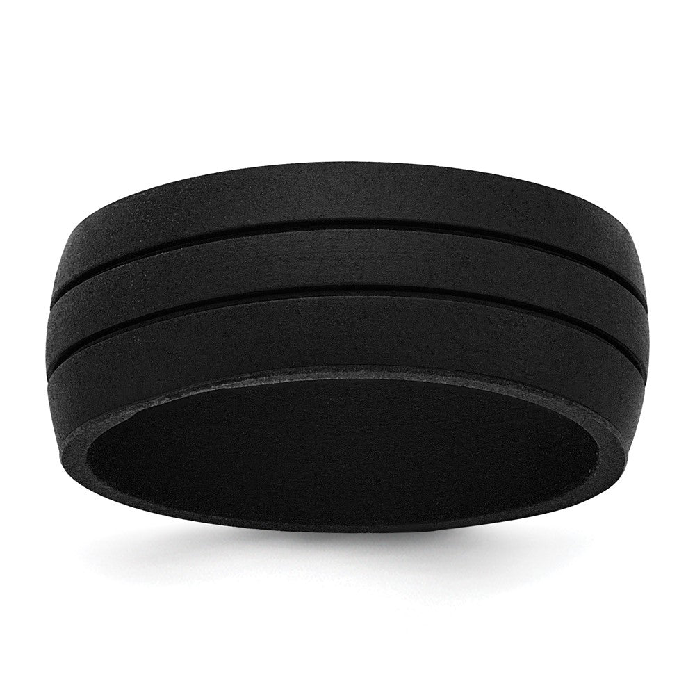 Silicone Black Grooved Band