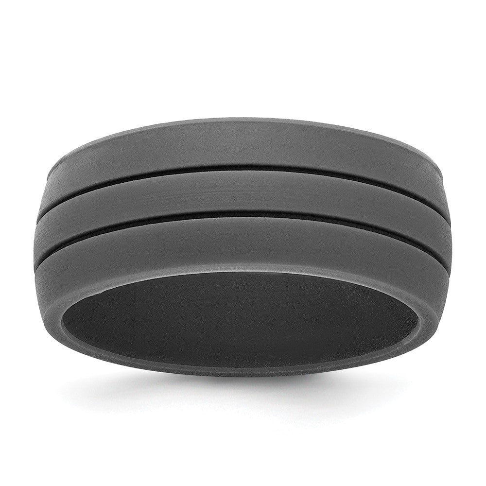 Silicone Dark Gray Grooved Band