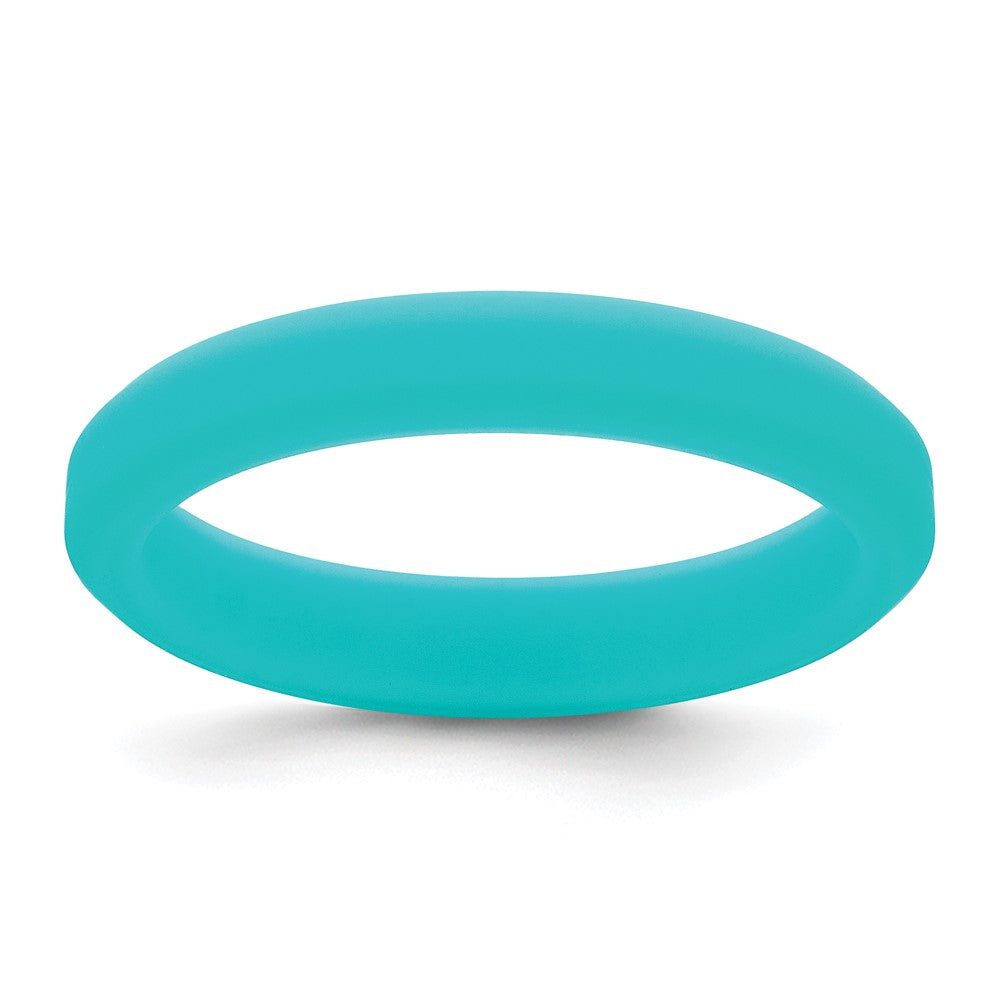 Silicone Aqua Blue Ridged Edge Band