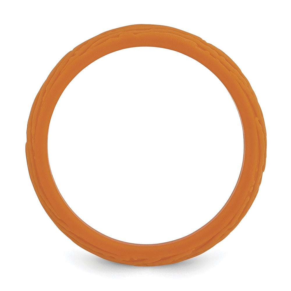 Silicone Pumpkin Orange Wood Grain Pattern Band