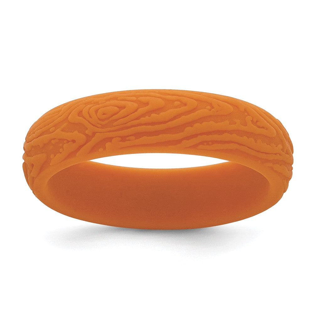 Silicone Pumpkin Orange Wood Grain Pattern Band