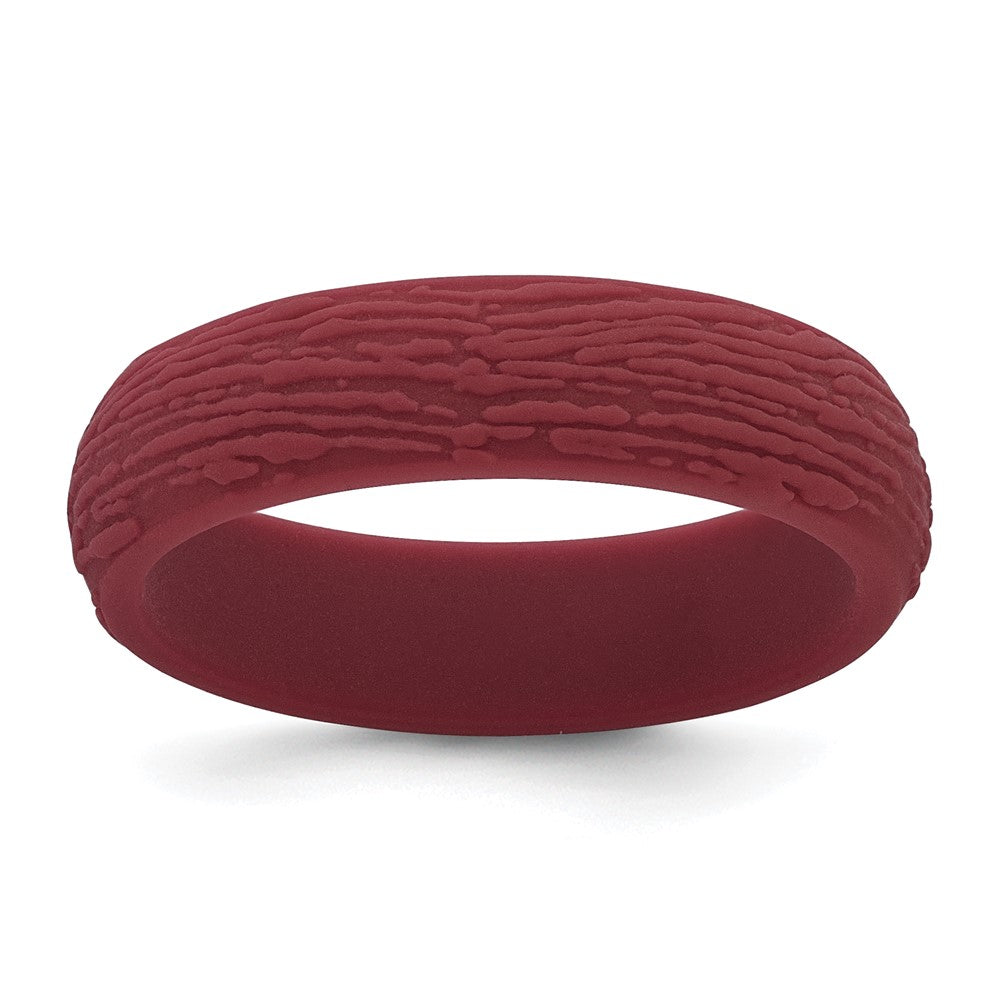 Silicone Dark Red Wood Grain Pattern Band