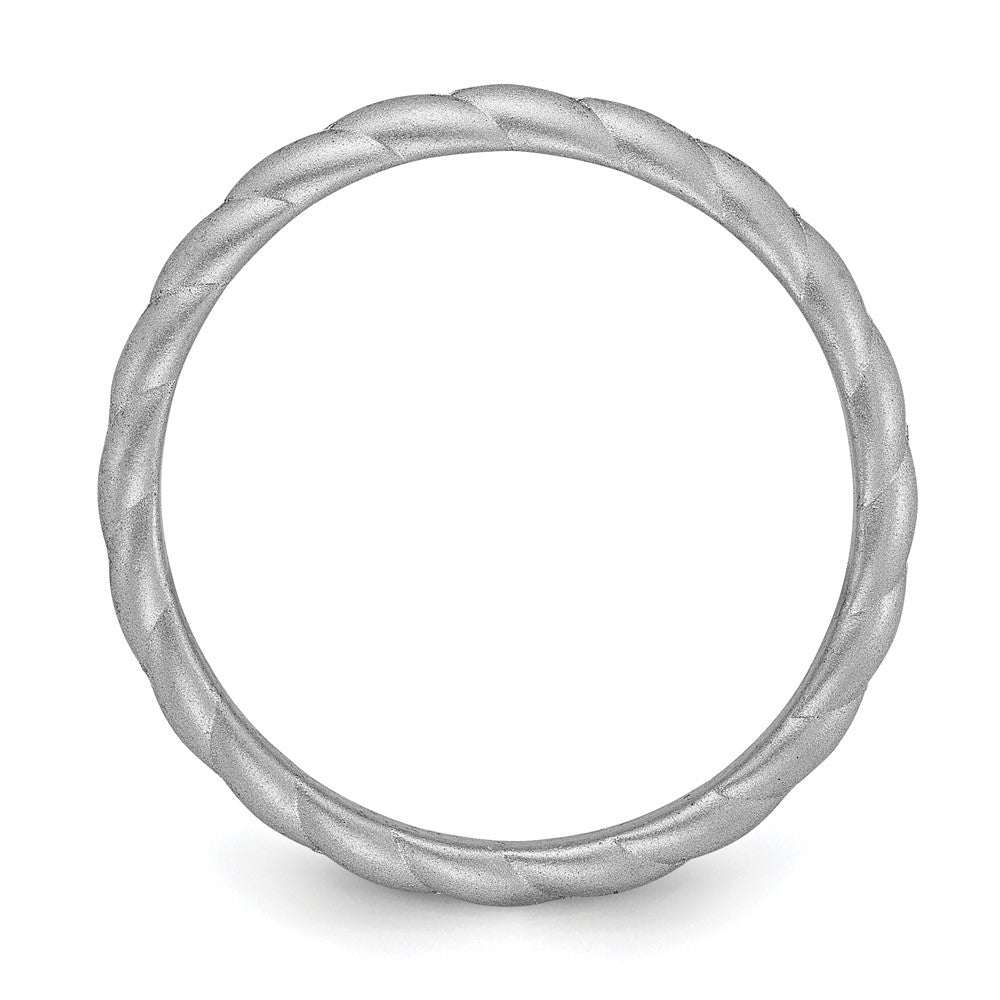 Silicone Metallic Silver Braided Band