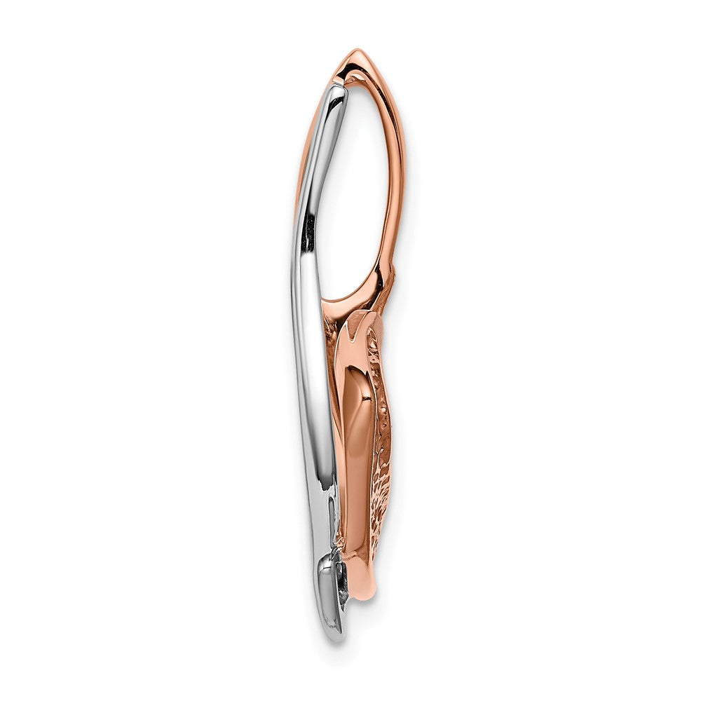 14k Two-tone White and Rose Gold Peg-Set Diamond Slide Mounting Fits up to Regular/ Fancy or Reversible Omega