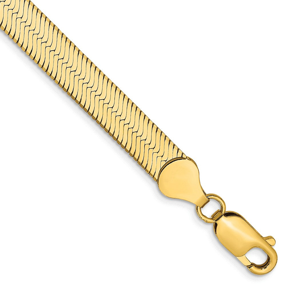 14K 8 inch 6.5mm Silky Herringbone with Lobster Clasp Bracelet