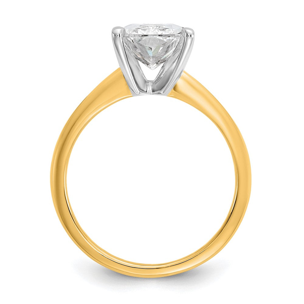 14k Two-tone 3 carat Lab Grown Diamond VS/SI+ G+ Radiant Solitaire Complete Engagement Ring