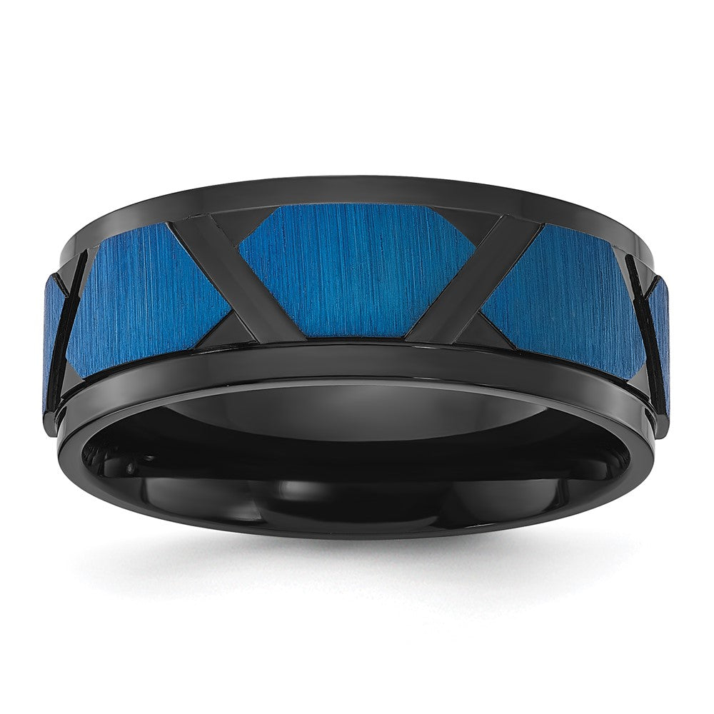 Chisel Stainless Steel Brushed and Polished Black and Blue IP-plated Band