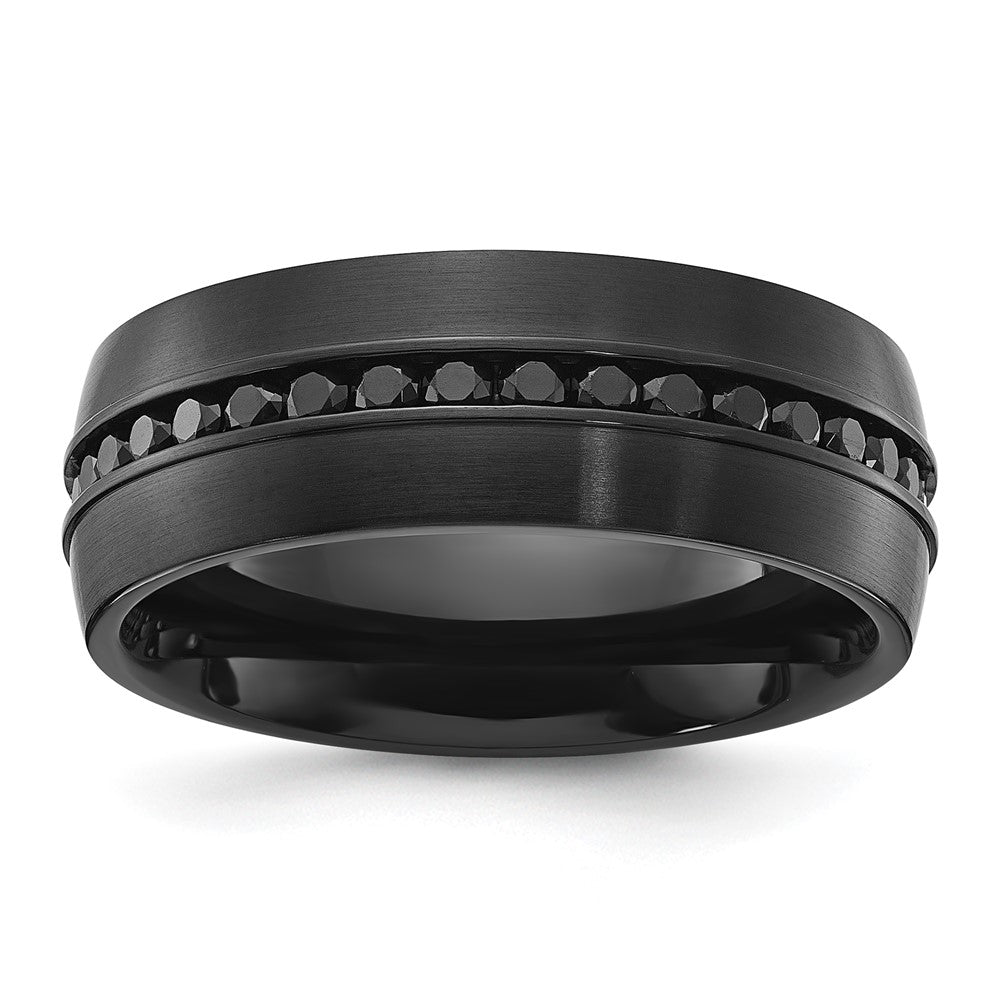 Chisel Stainless Steel Brushed Black IP-plated with Black CZ Band