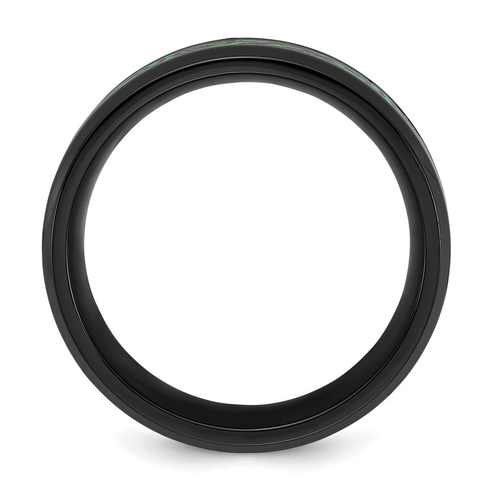 Chisel Stainless Steel Polished Black IP-plated Dragon Design with Green Glow in the Dark Enamel Band
